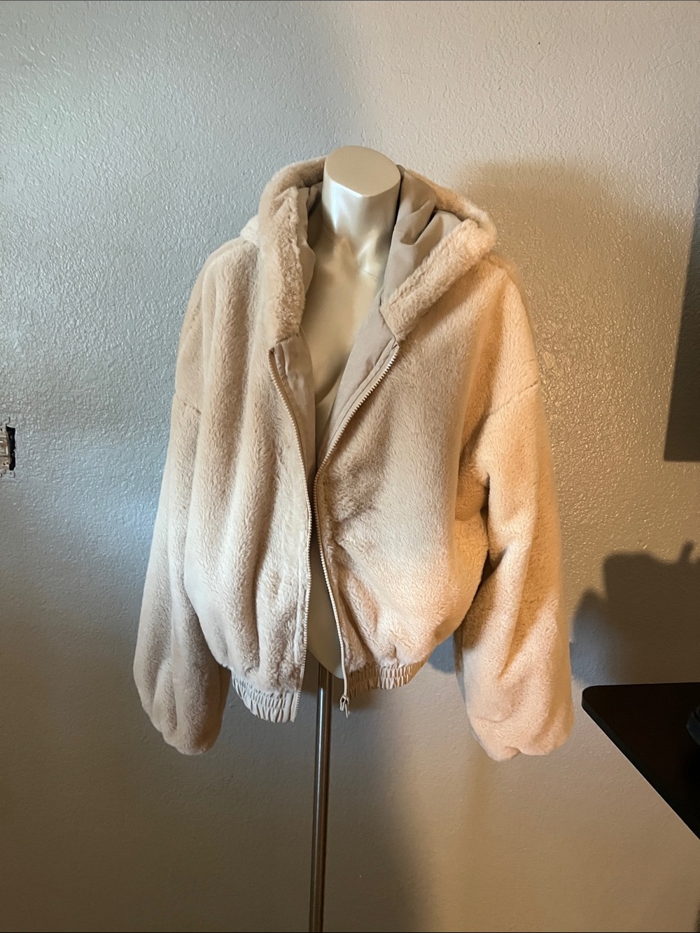 HYFVE Plush Hooded Teddy Jacket - Cream